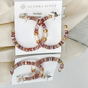 Kendra Scott Lila Vintage Gold Hoop Earrings in Pastel Shells